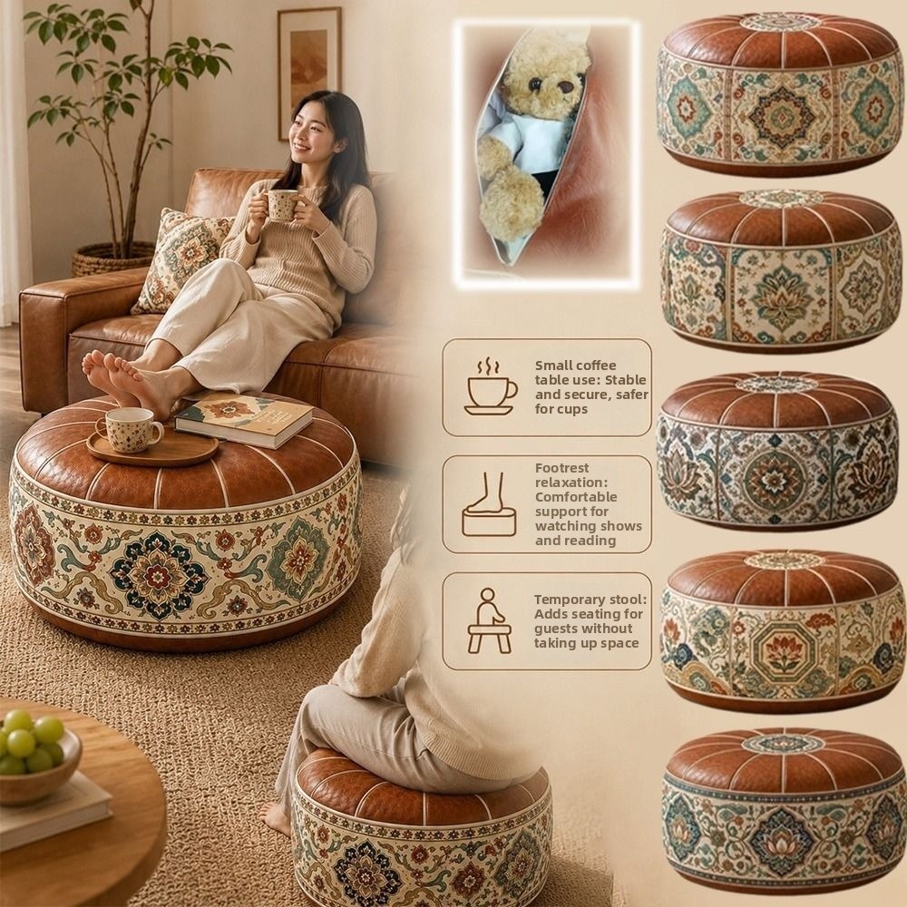 Floor Cushion Pouf - Nuevo Puf Otomano de Cuero PU