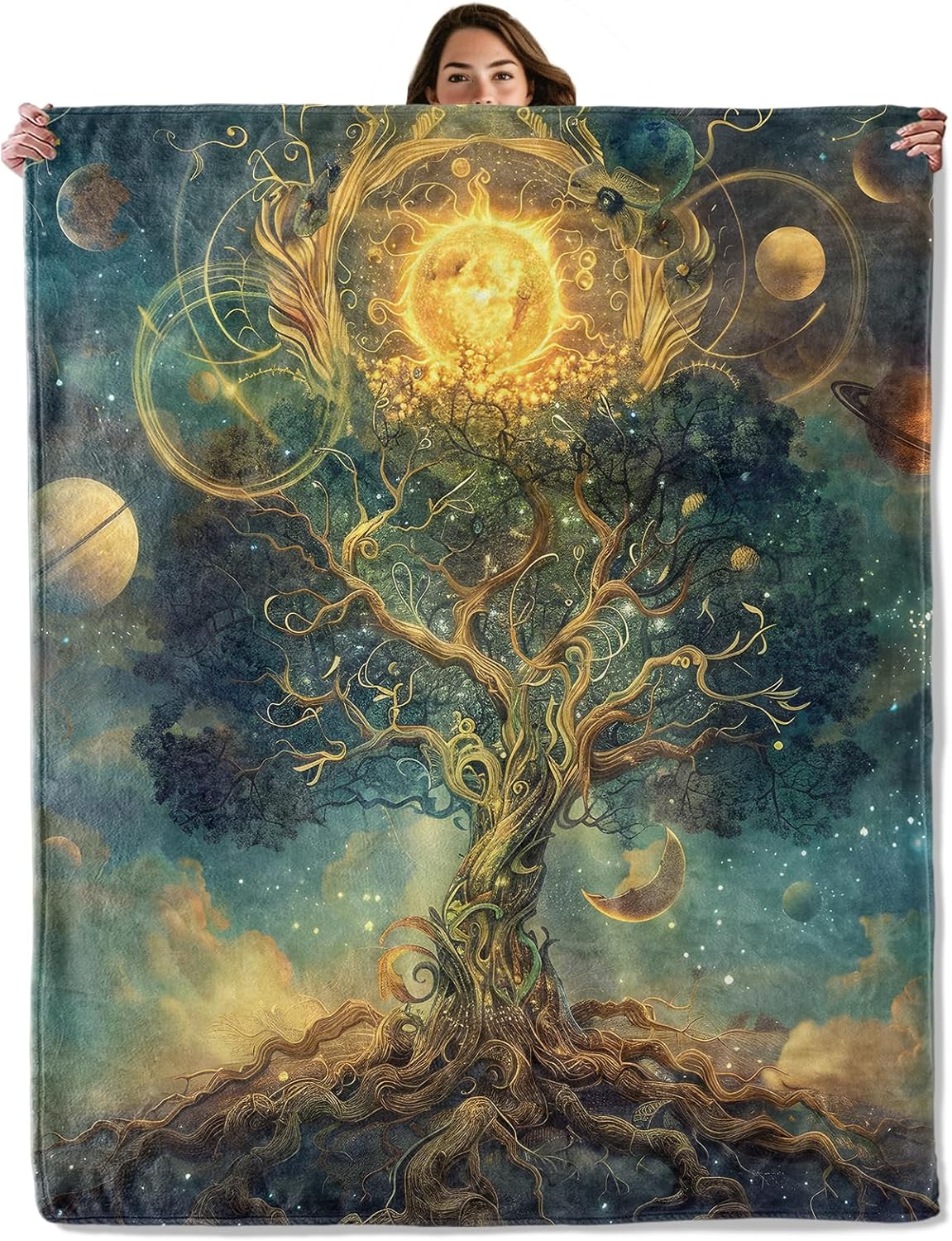 Galaxy Home Textiles - Manta de árbol cósmico, diseño celestial