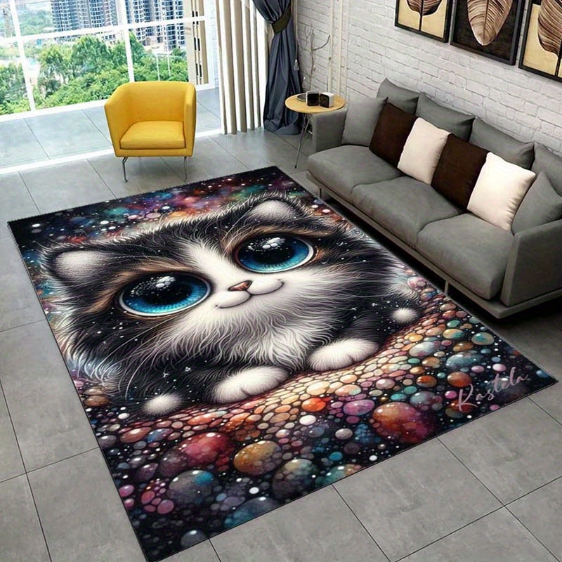 Galaxy Home Textiles - Alfombra Galaxy Cat para dormitorios acogedores: