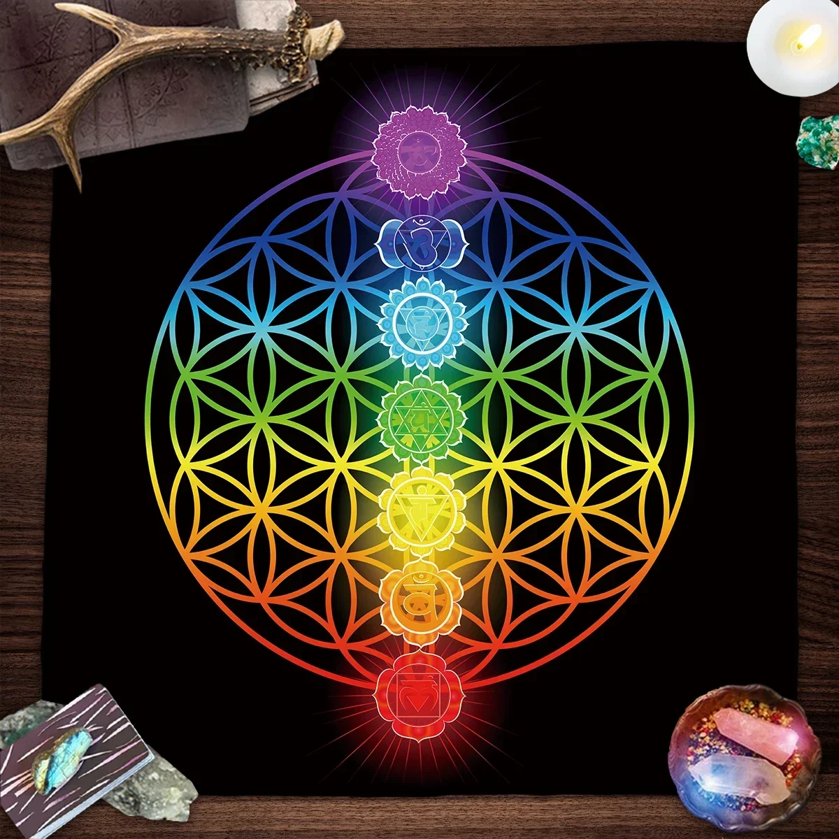 Galaxy Home Textiles - Mantel de Tarot con Mandala, flor