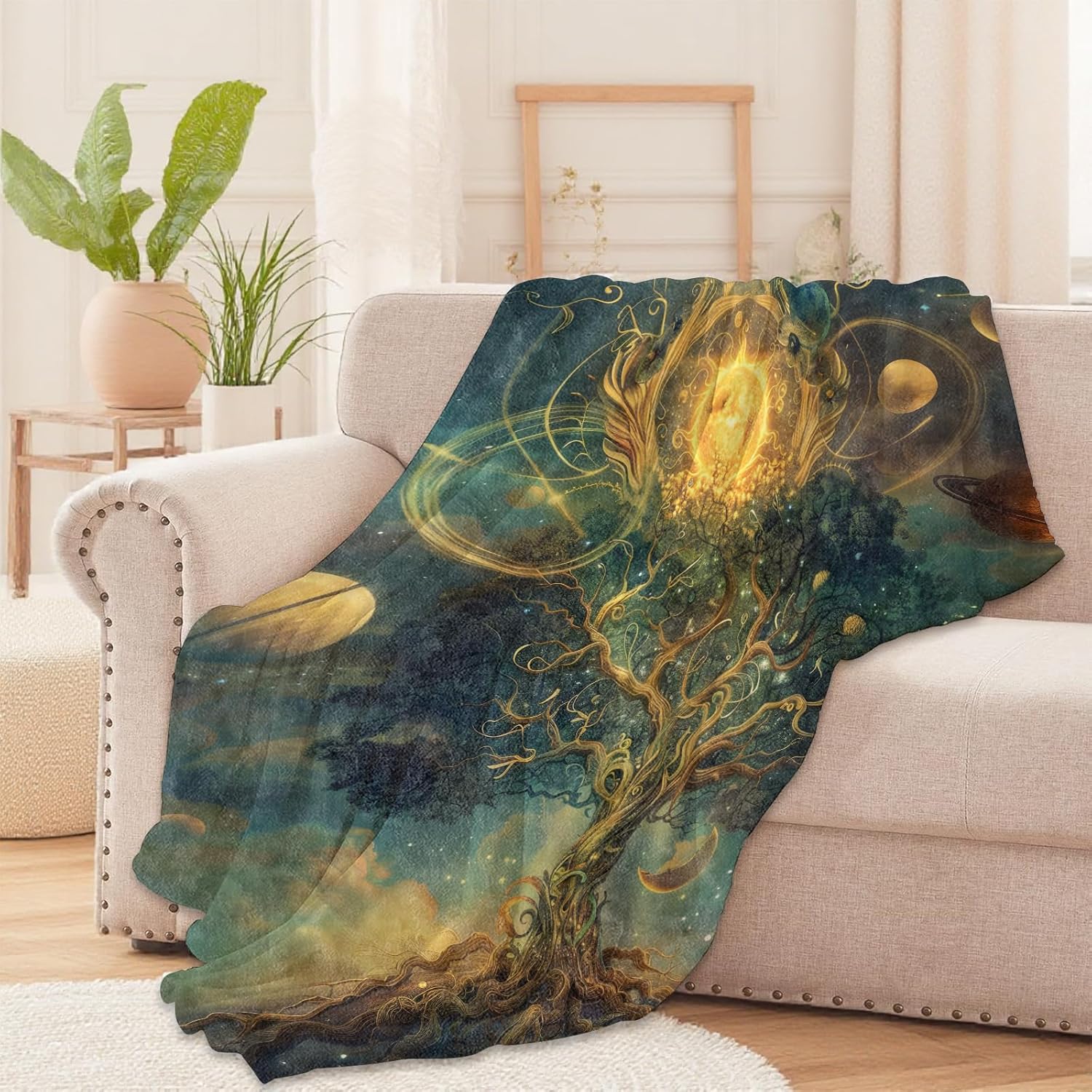 Manta de árbol cósmico, diseño - Galaxy Home Textiles reseña y precio