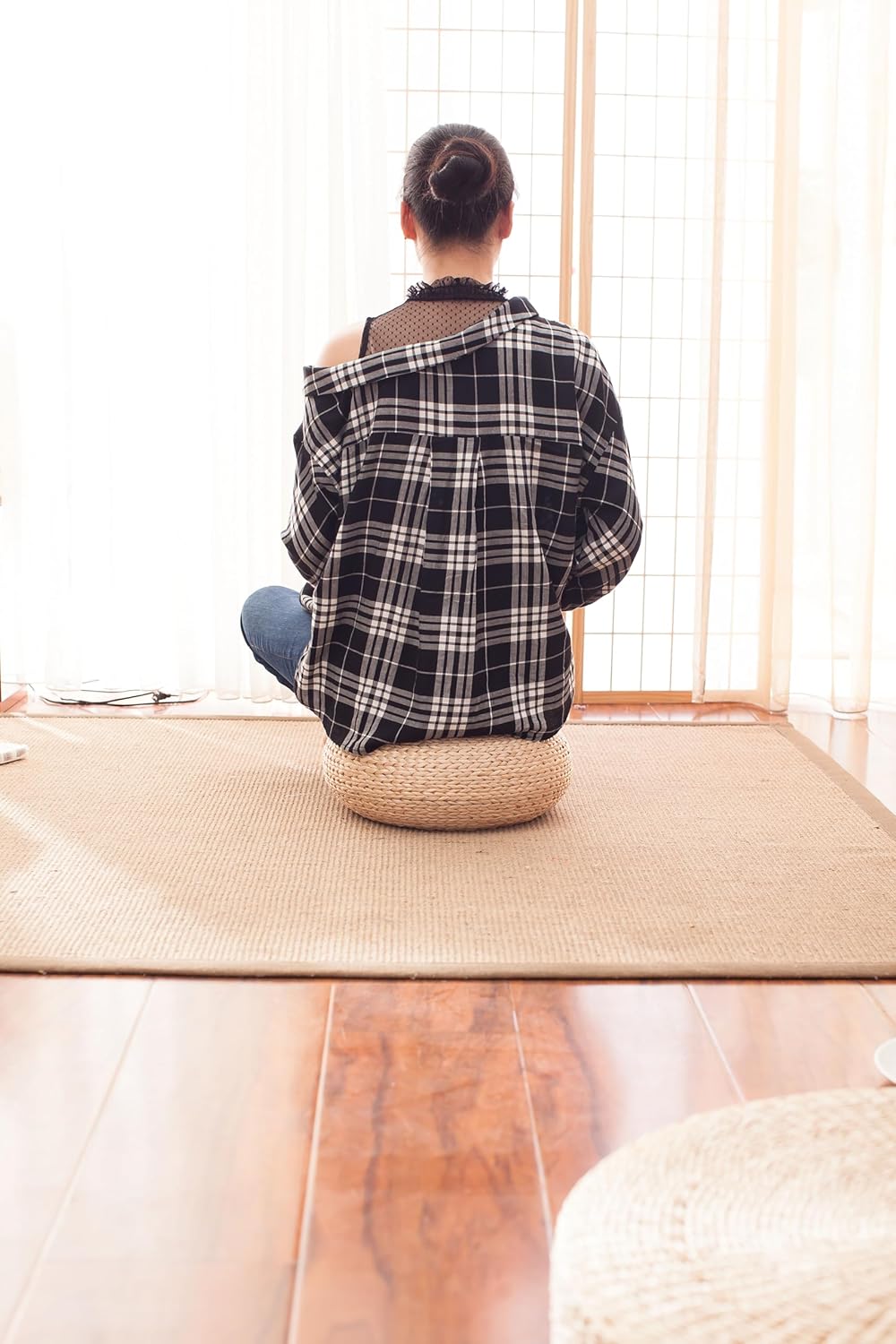 Cojín puf de paja hecho a mano - Floor Cushion Pouf reseña y precio